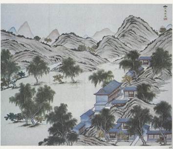 说明: 图1 清人所绘圆明园“山高水长”图